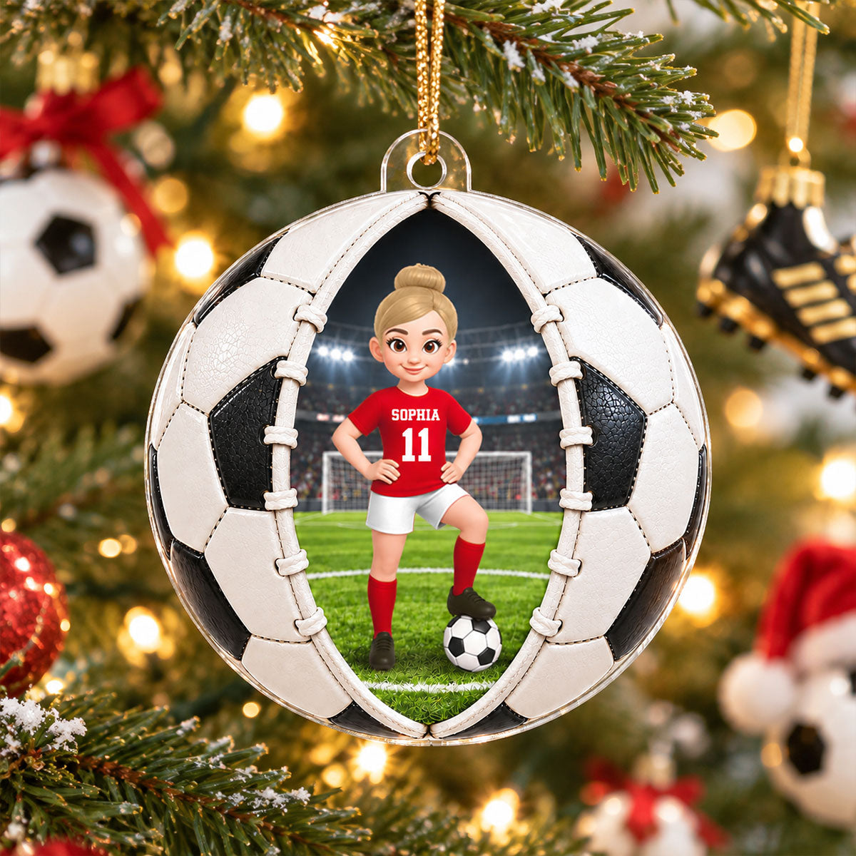 Soccer Ball Design - Personalized Acrylic Ornament - Christmas Gift For Daughter, Son, Grandkids