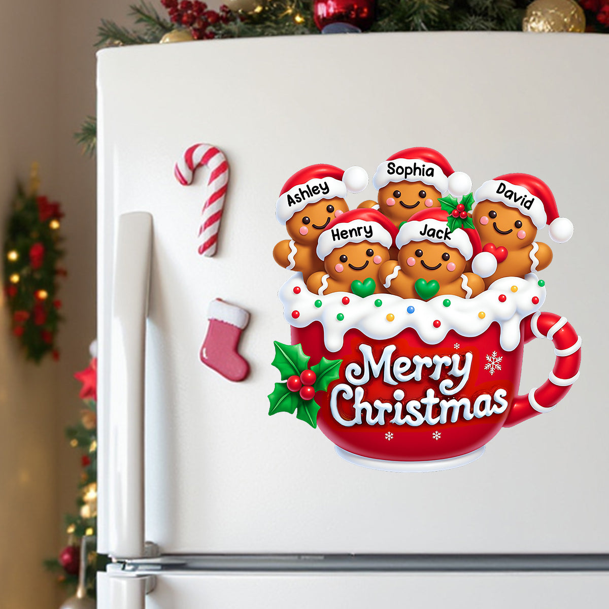 Merry Christmas Gingerbread Family Personalized Decal