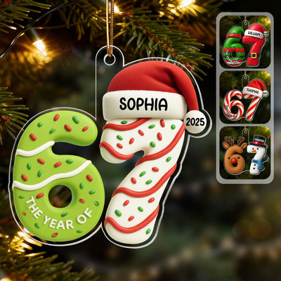3D Effect 67 Six Seven 2025 Slang Signature Christmas Pattern - Personalized Acrylic Ornament - Funny Christmas Gift For Teen, Grandkid, Gen Alpha