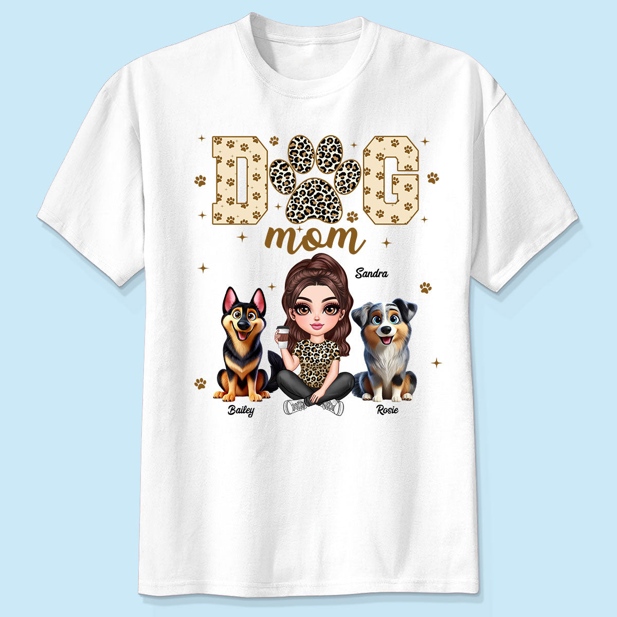 Dog Mom Leopard 3D Cute Dogs Personalized Shirt