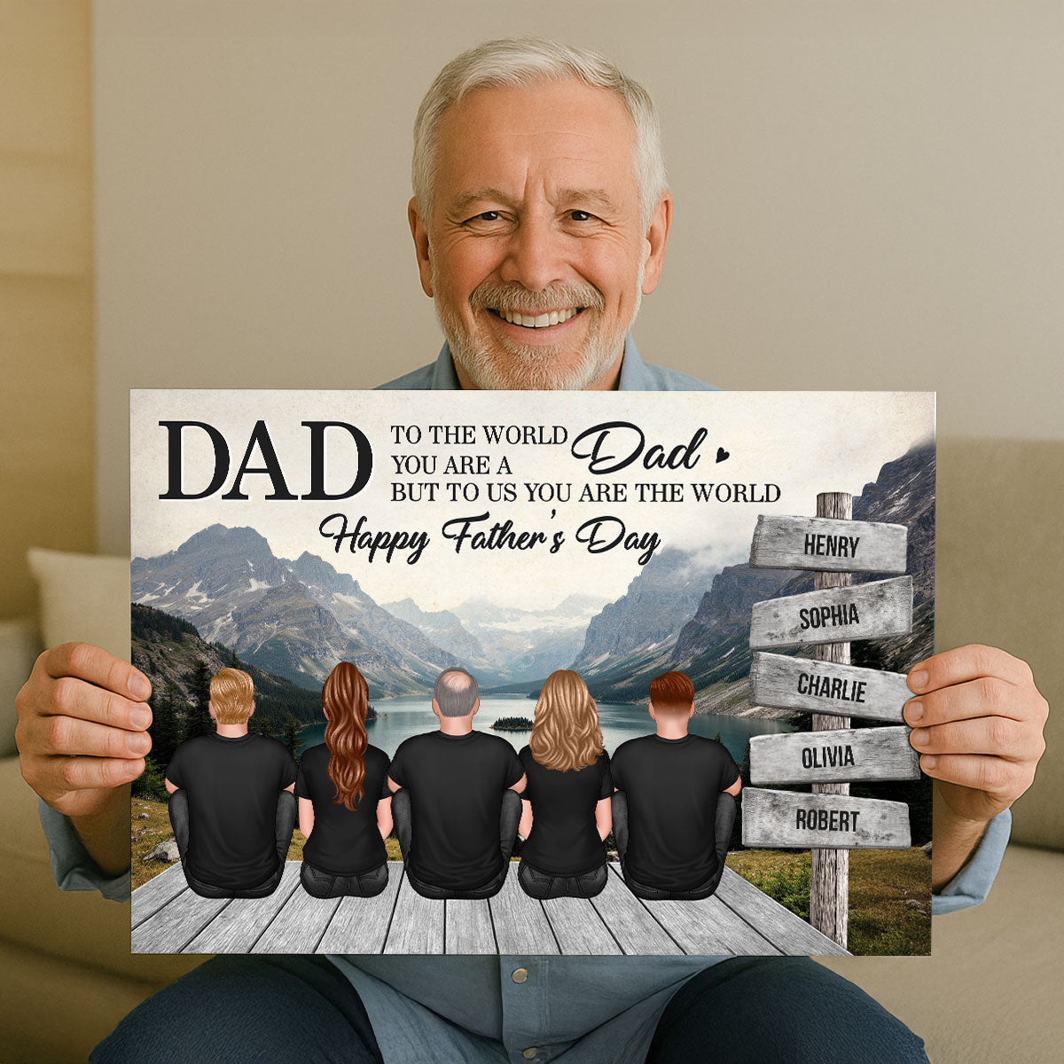Mountain Landscape Dad You Are The World Personalized Poster, Father's Day Gift For Dad