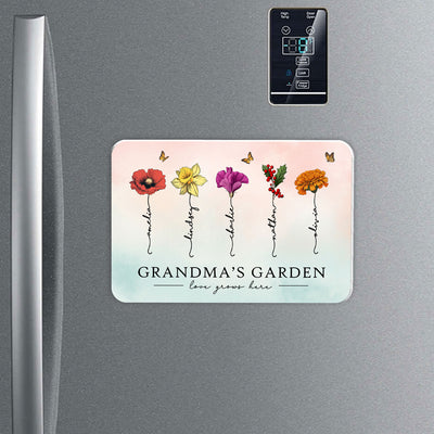 Grandma‘s Garden Beautiful Birth Month Flowers Gift For Grandma Mom Personalized Acrylic Fridge Magnet