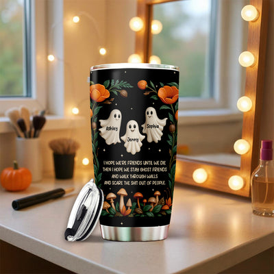 Halloween Best Friends Ghosts 3D Effect Personalized Tumbler, Gift for Besties, Sisters