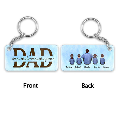 Best Dad Ever Denim Jacket Sitting Back View Personalized Acrylic Keychain