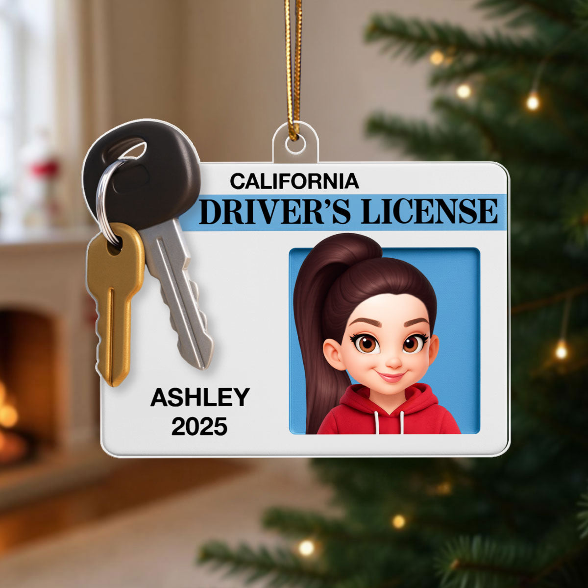 Driver's License 3D Effect - Personalized Acrylic Ornament - Christmas Gift For New Drivers, Teen Boy Teen Girl