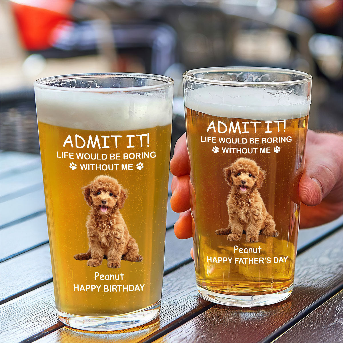 Life Would Be Boring Without Me Dog Cat Personalized Beer Glass, Unique Father's Day Gift, Birthday Gift For Dog Cat Dad