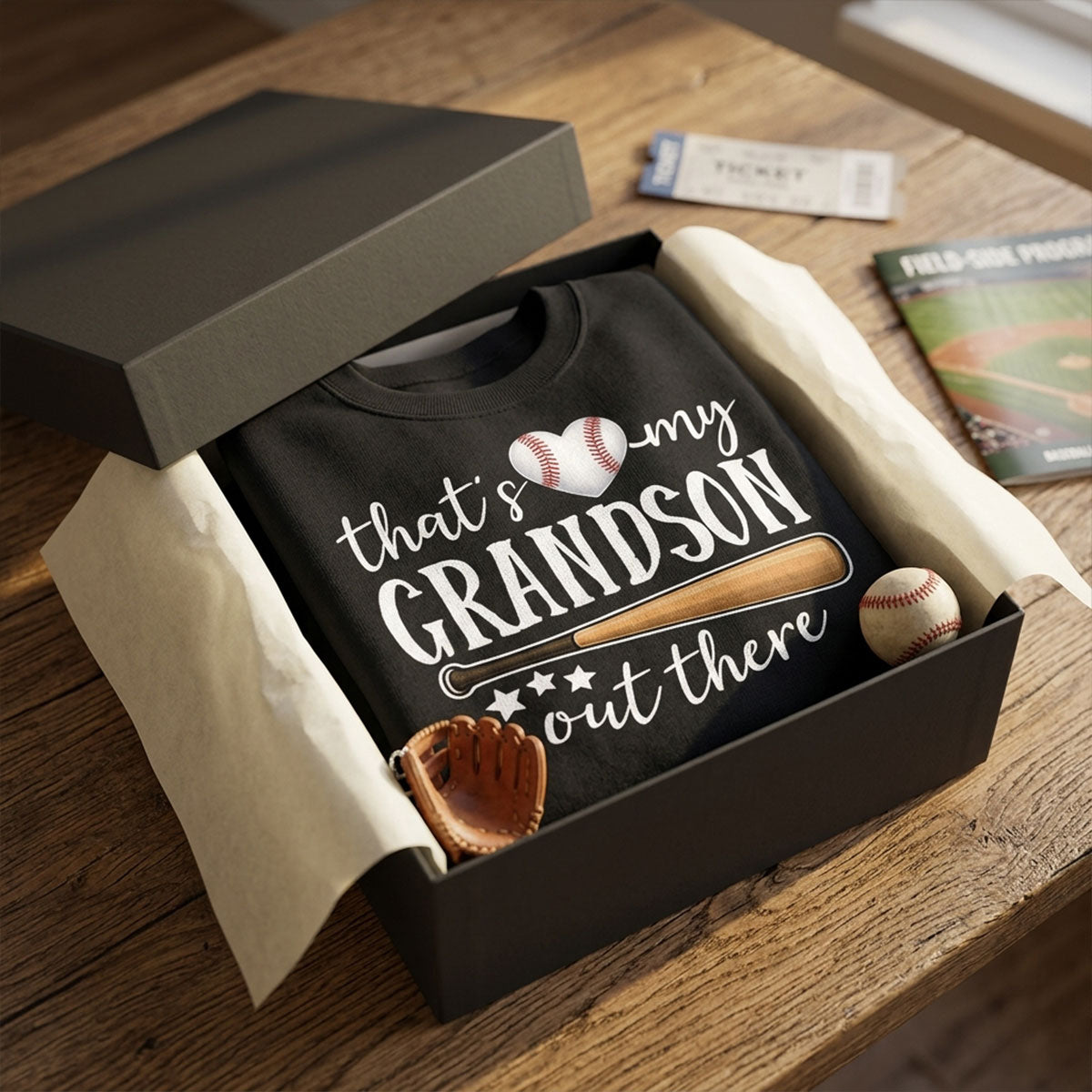 That's My Grandson Out There - Personalized Double Sided Sweatshirt - Baseball Softball Grandma Mom