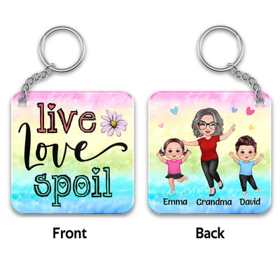 Live Love Spoil Grandma Grandkids Personalized Acrylic Keychain