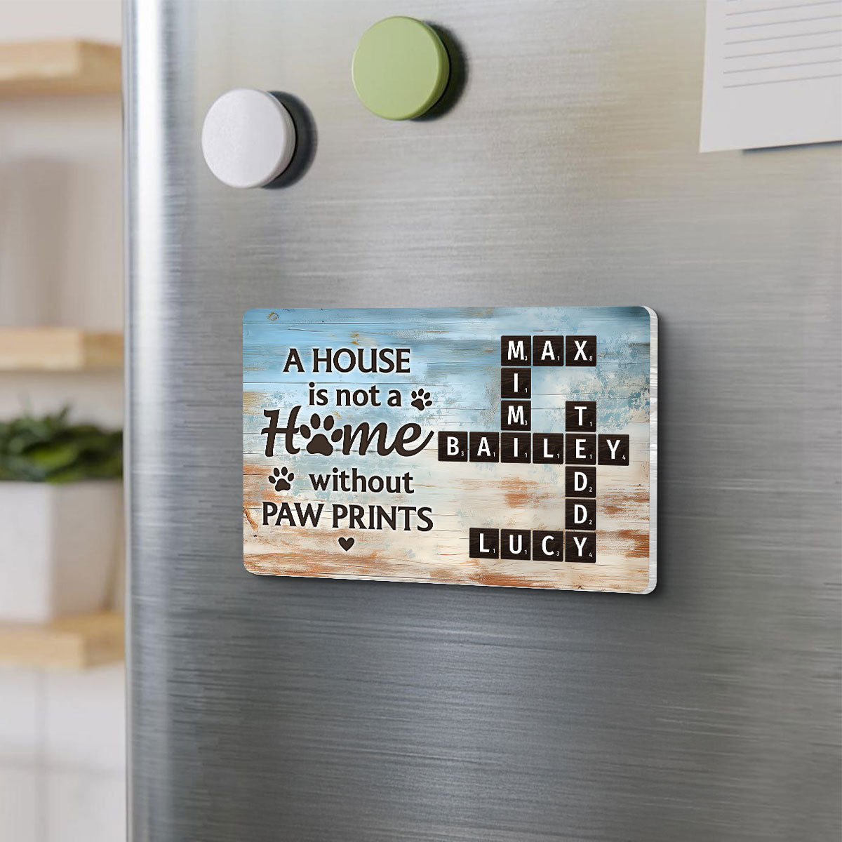 Home With Paw Prints Pet Crossword Puzzle Art Personalized Acrylic Fridge Magnet