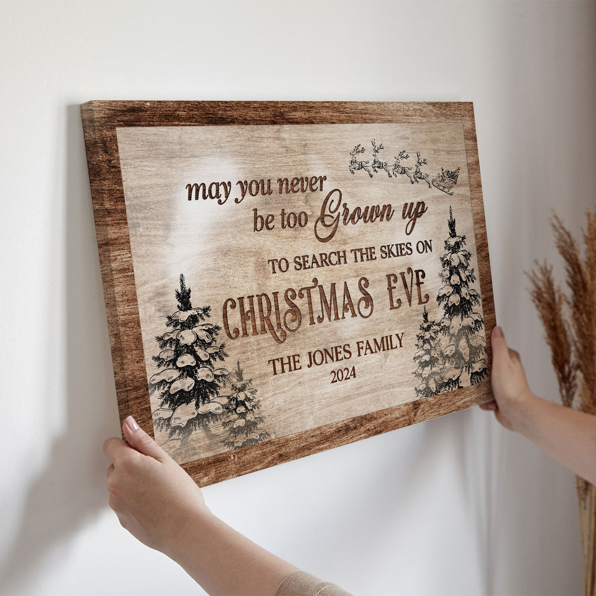May You Never Be Too Grown Up To Search The Skies Canvas, Family Vintage Holiday Gift Wall Art