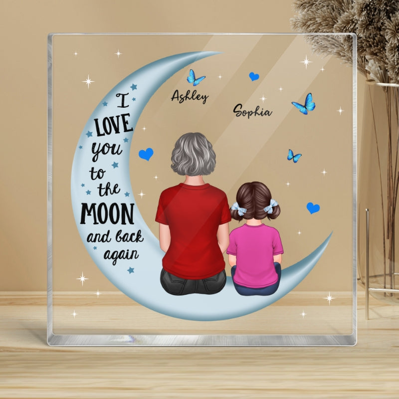 Grandma Grandkids Blue Moon Personalized Acrylic Block Plaque