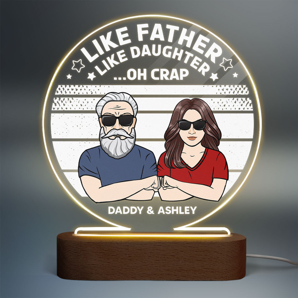 Like Father Like Daughter Personalized Circle LED Night Light