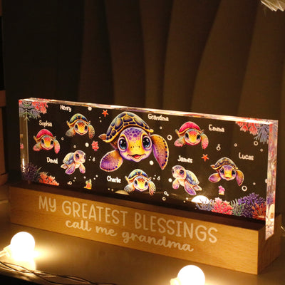Best Grandma Ever Turtles Personalized Acrylic Block LED Night Light
