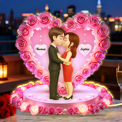 Romantic Couple Heart Rose - Personalized Light Box - Heartfelt Valentine's Day Gift for Her, for Him