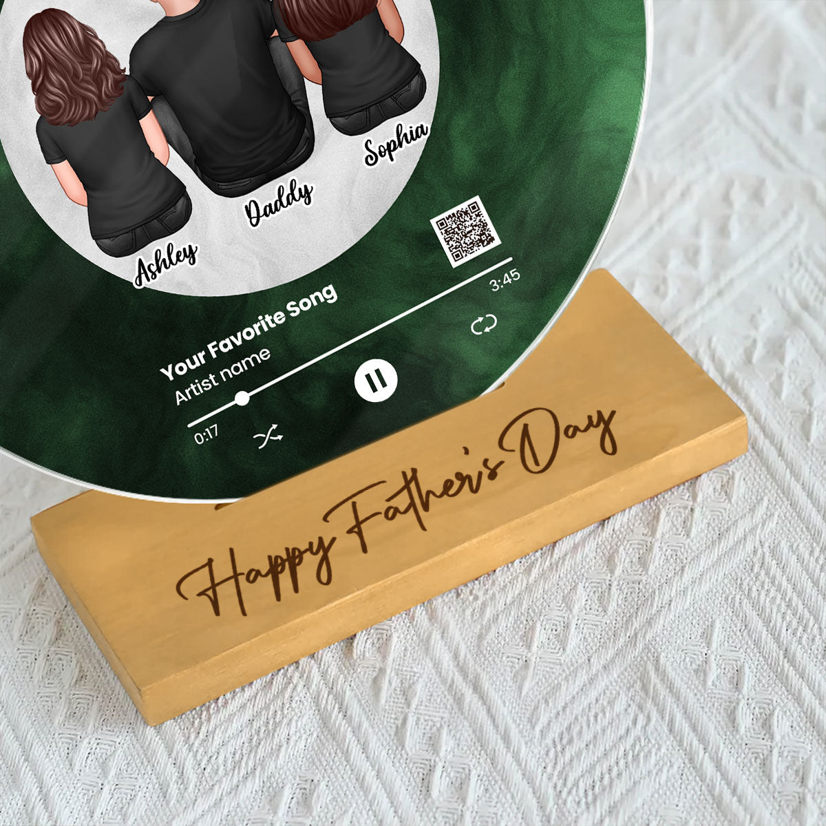 Galaxy Best Dad On Record Favorite Song Scannable QR Code Personalized Acrylic Record Plaque, Gift For Dad