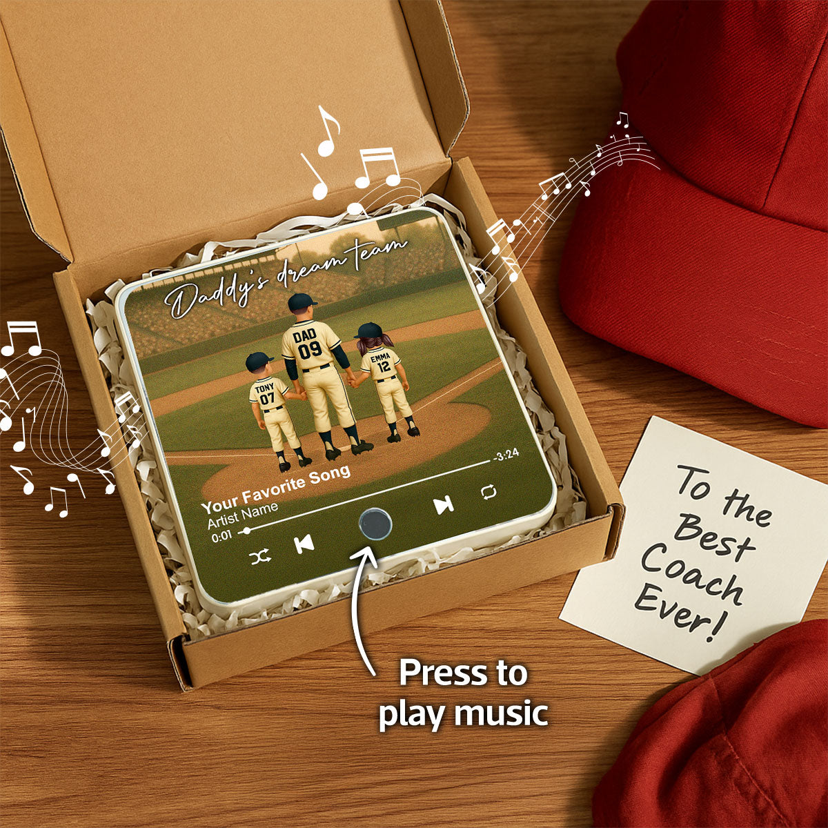 We Caught The Best Dad Man & Kids Standing Personalized Music Fridge Magnet