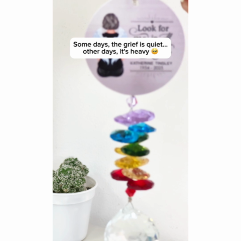 Family Memorial Look For Me In Rainbows Personalized Crystal Suncatcher With Aluminum Charm