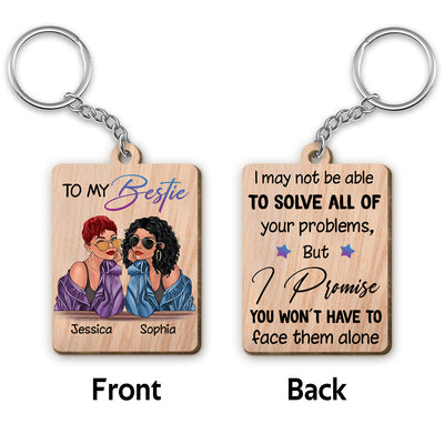 Fashion Besties To My Bestie Personalized Wooden Keychain