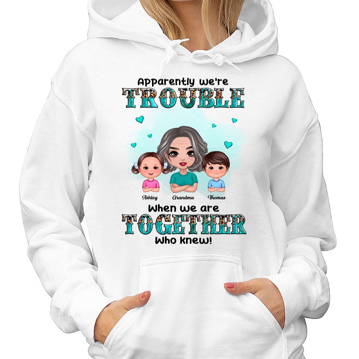 Teal And Leopard Doll Grandma Grandkids Trouble Together Personalized shirt