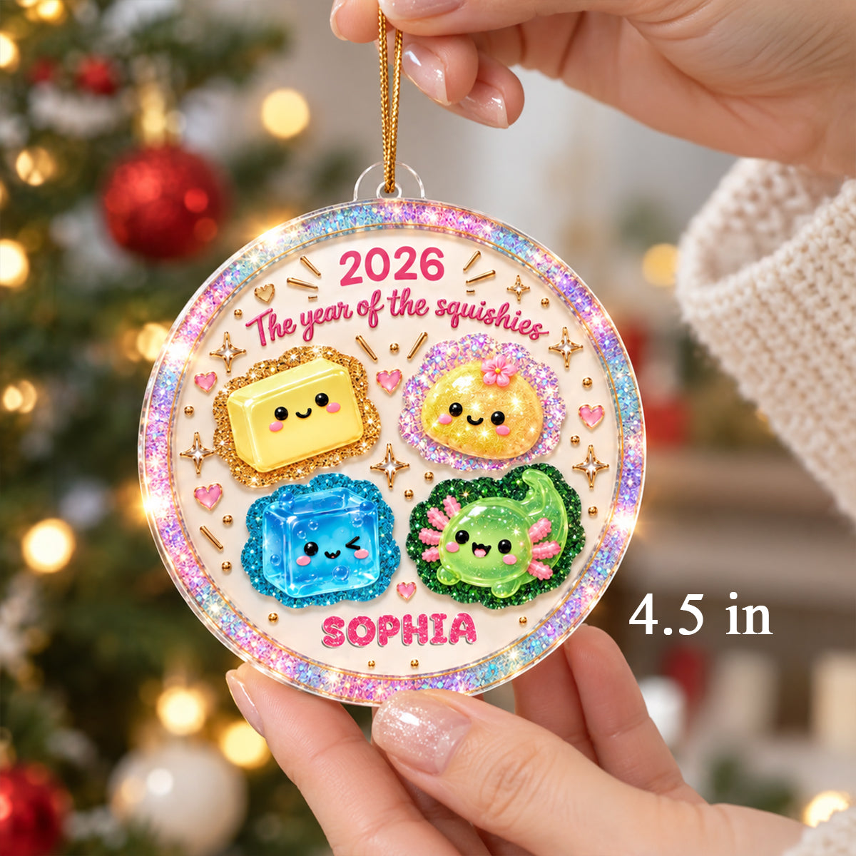 The Year of Squishy Glitter Dumpling - Personalized Acrylic Ornament - Christmas Gift for Boys, Girls