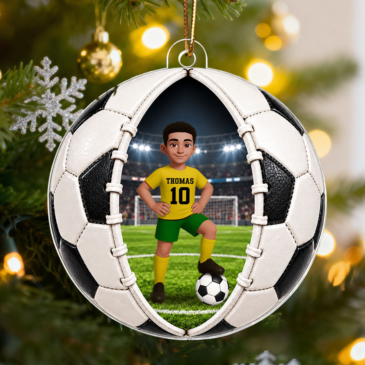 Soccer Ball Design - Personalized Acrylic Ornament - Christmas Gift For Daughter, Son, Grandkids