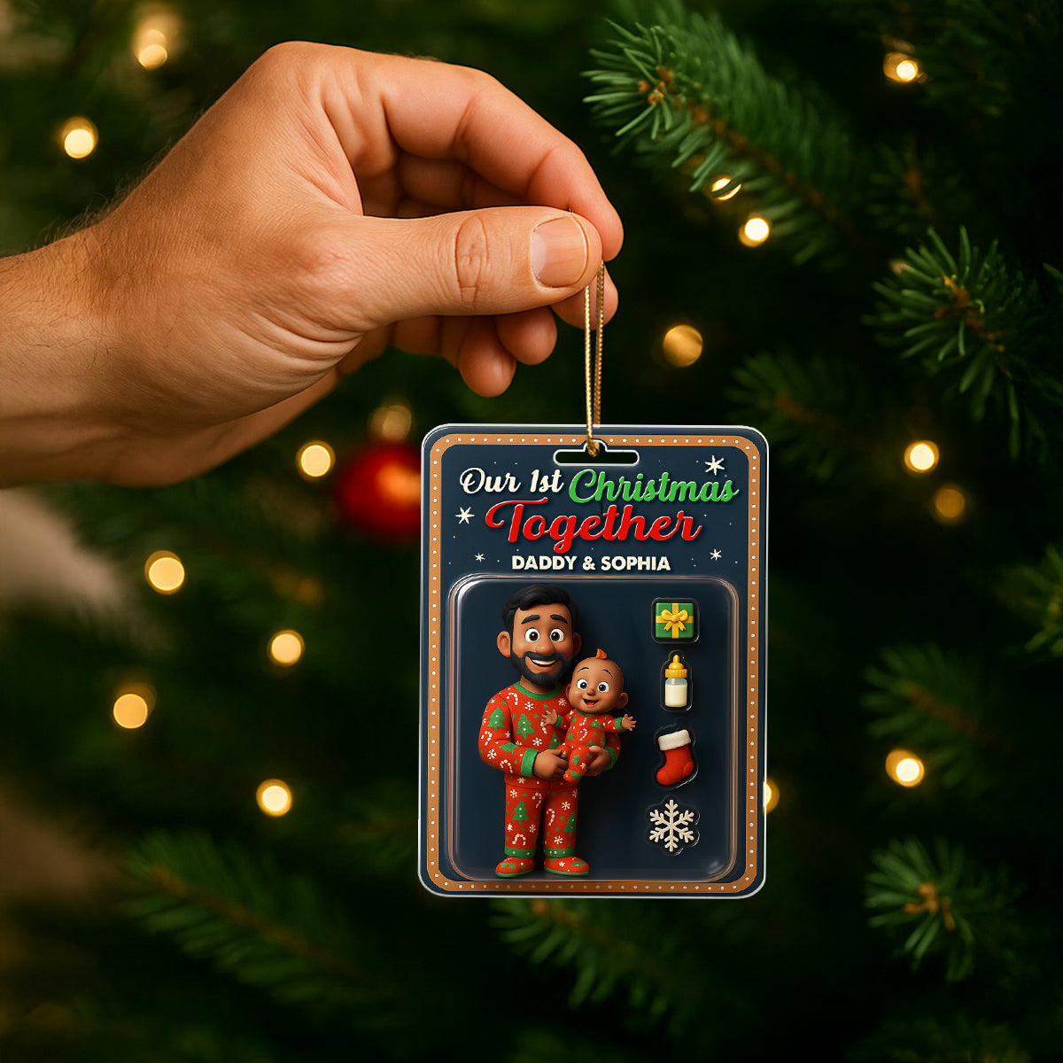 Our 1st Christmas Together Daddy & Baby Personalized Acrylic Ornament, 2025 Thoughtful Christmas Gift for New Dad