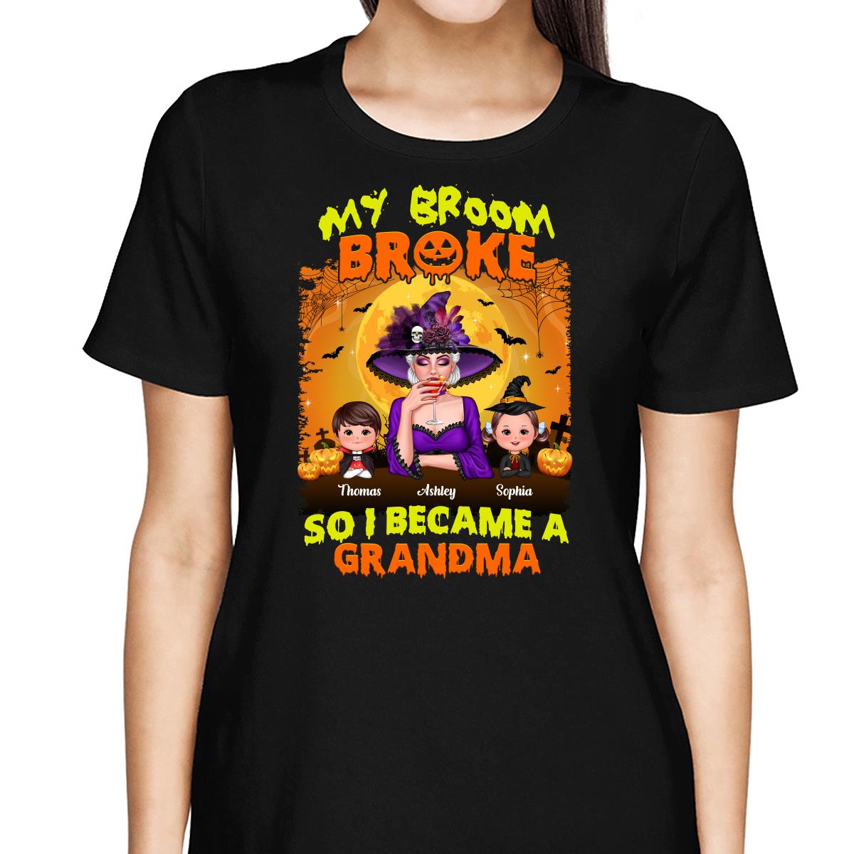Yellow And Orange Grandma Witch Personalized Shirt
