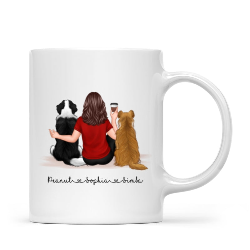 Pet Owner Portrait, Custom Dog Mom Cup Back View Woman & Dogs Personalized Mug Mother‘s Day Gift For Her
