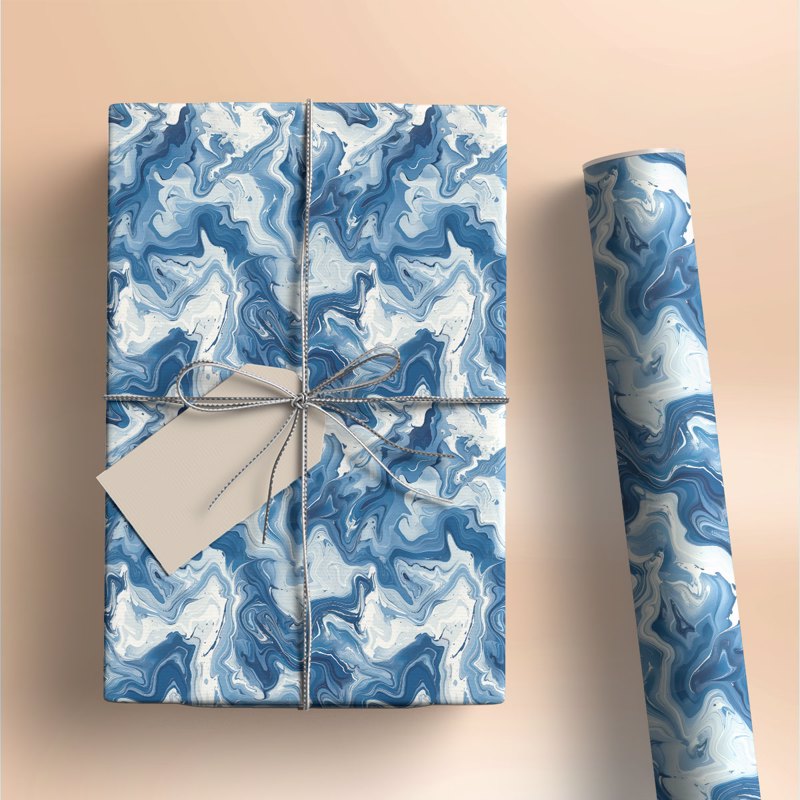 Marble Blue Gift Wrapping Paper