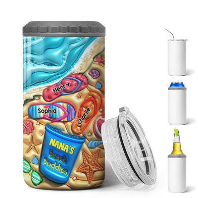 Grandma Mom Flip Flops Summer 3D Inflated Effect Printed Personalized 4 In 1 Can Cooler