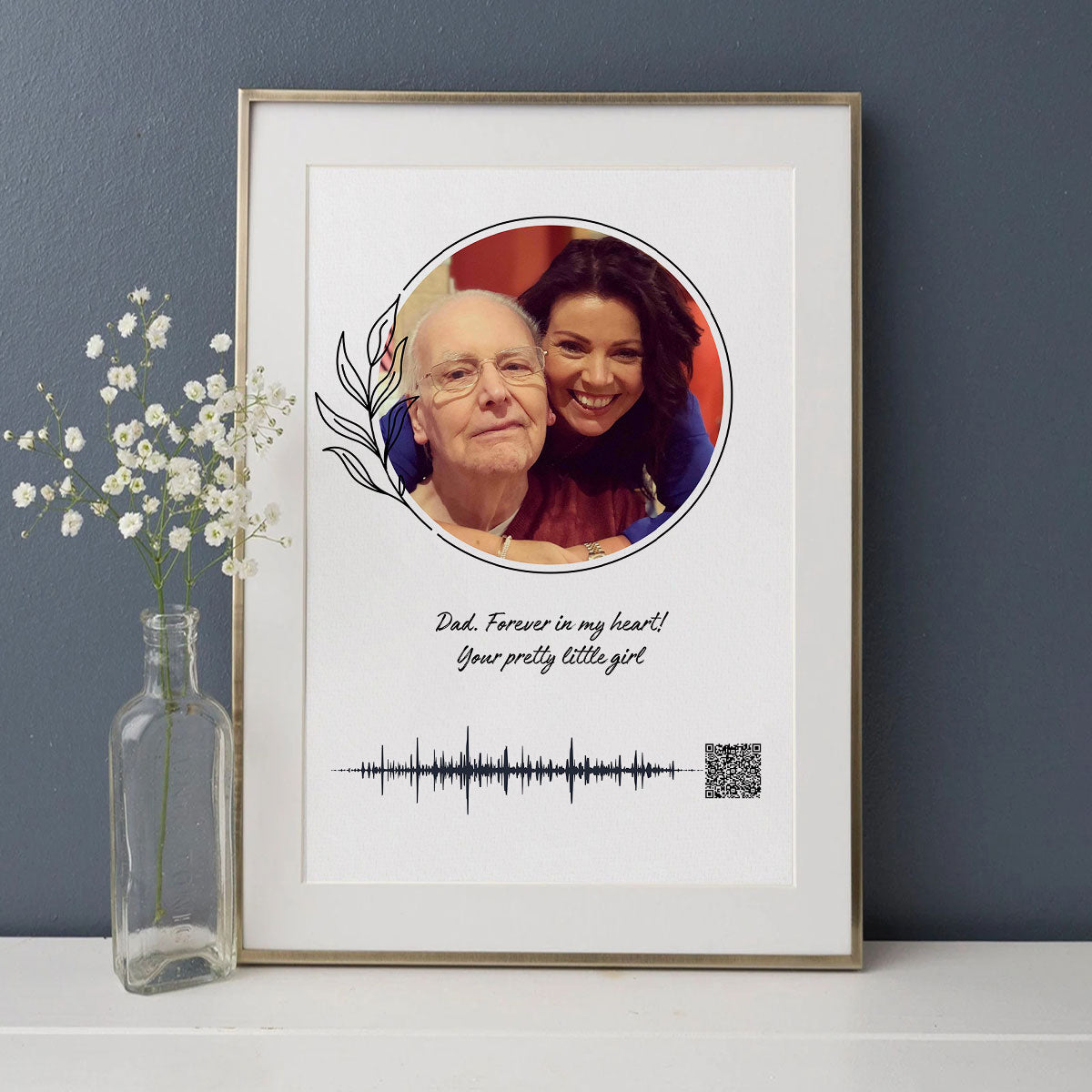 Heartfelt Voice Recording Gift for Mom, Grandma, Dad, Grandpa, Soundwave Art QR Code Personalized Poster