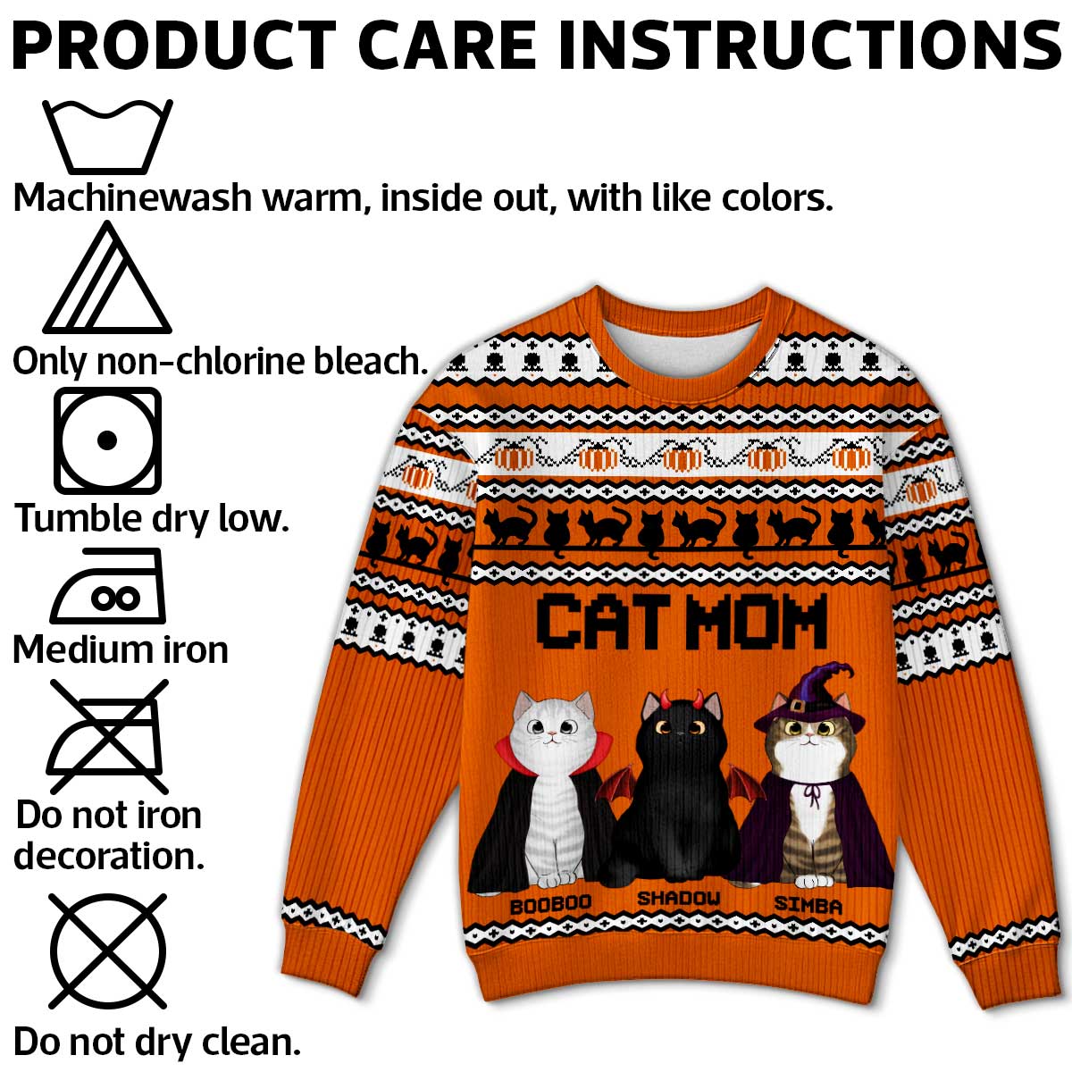 Halloween Fall Cozy Vibe Cat Mom Pattern Personalized Sweatshirt, Unique Gift For Cat Mom