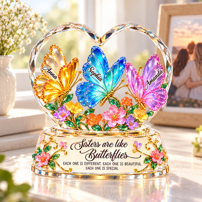 Sisters Are Like Butterflies - Personalized Acrylic Block Plaque - Heartfelt Christmas Gift for Sisters, Siblings