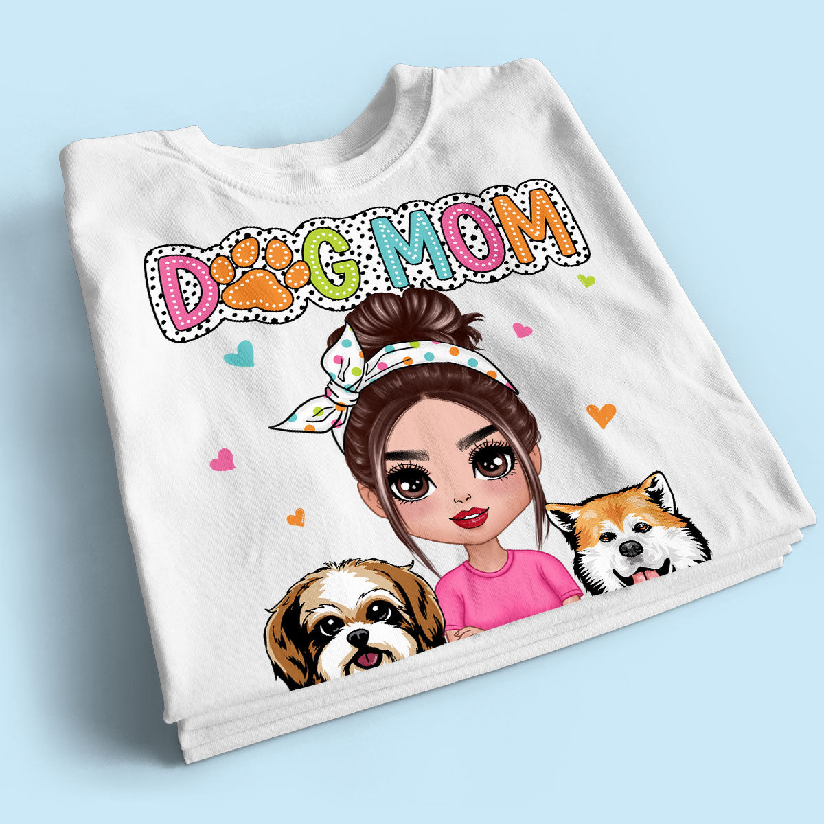Dog Mom Summer Vibe Dots Sassy Woman & Peeking Dogs Personalized Shirt