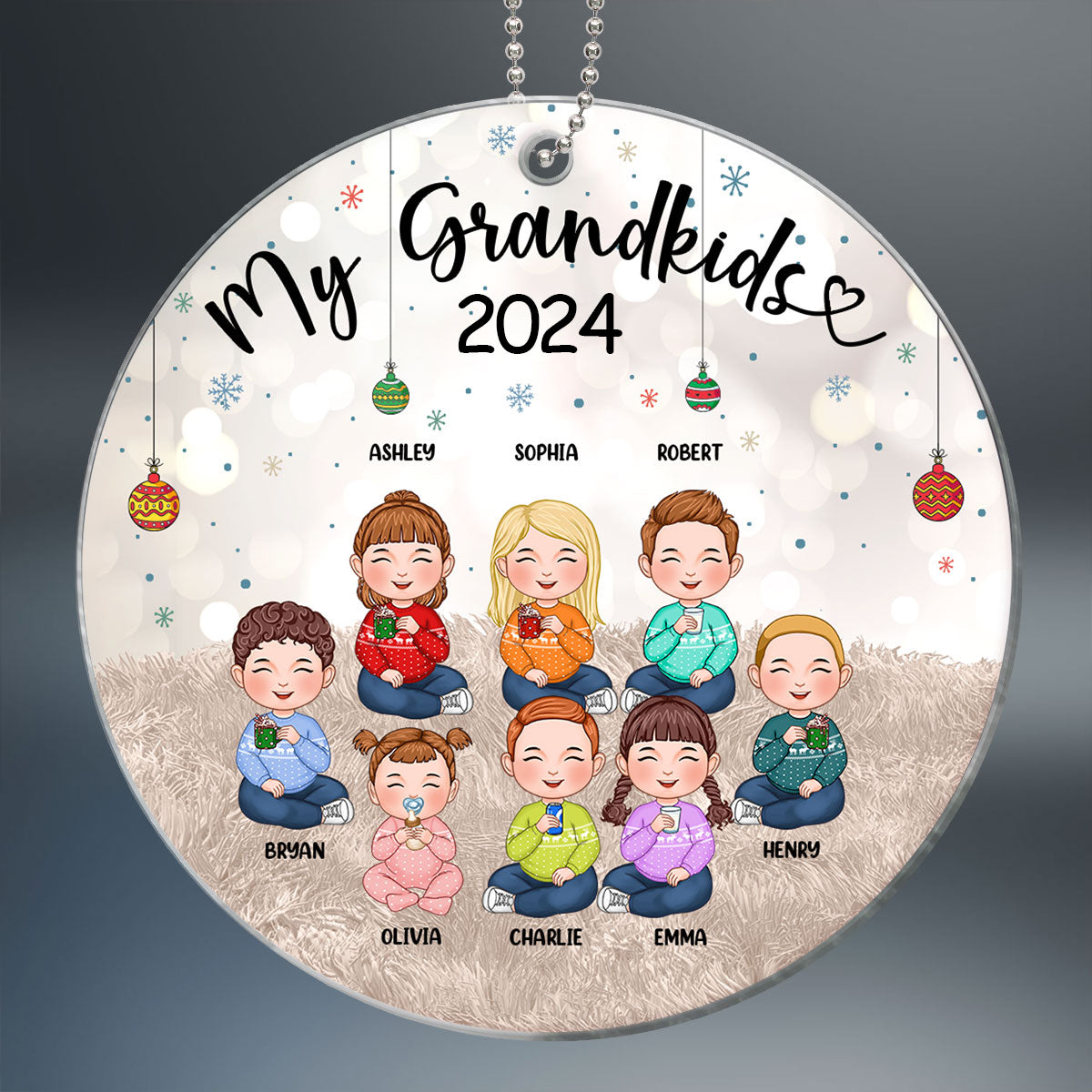 My Grandkids Cute Doll Kids Sitting Personalized Acrylic Ornament
