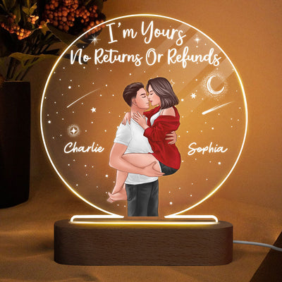 Galaxy Man Holding Woman Kissing Couple Personalized Circle Acrylic Plaque LED Night Light