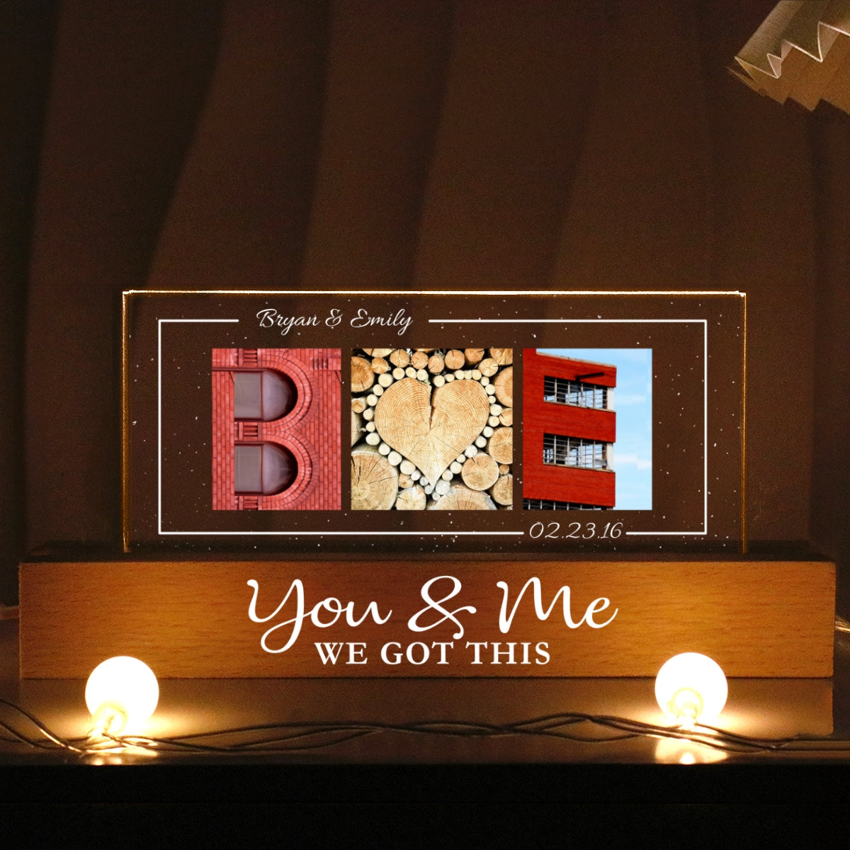 Couple Initials Alphabet Photography Art Anniversary Gift Personalized Acrylic Block LED Night Light, Heartfelt 2025  Gift, Anniversary Gift For Girlfriend, For Wife