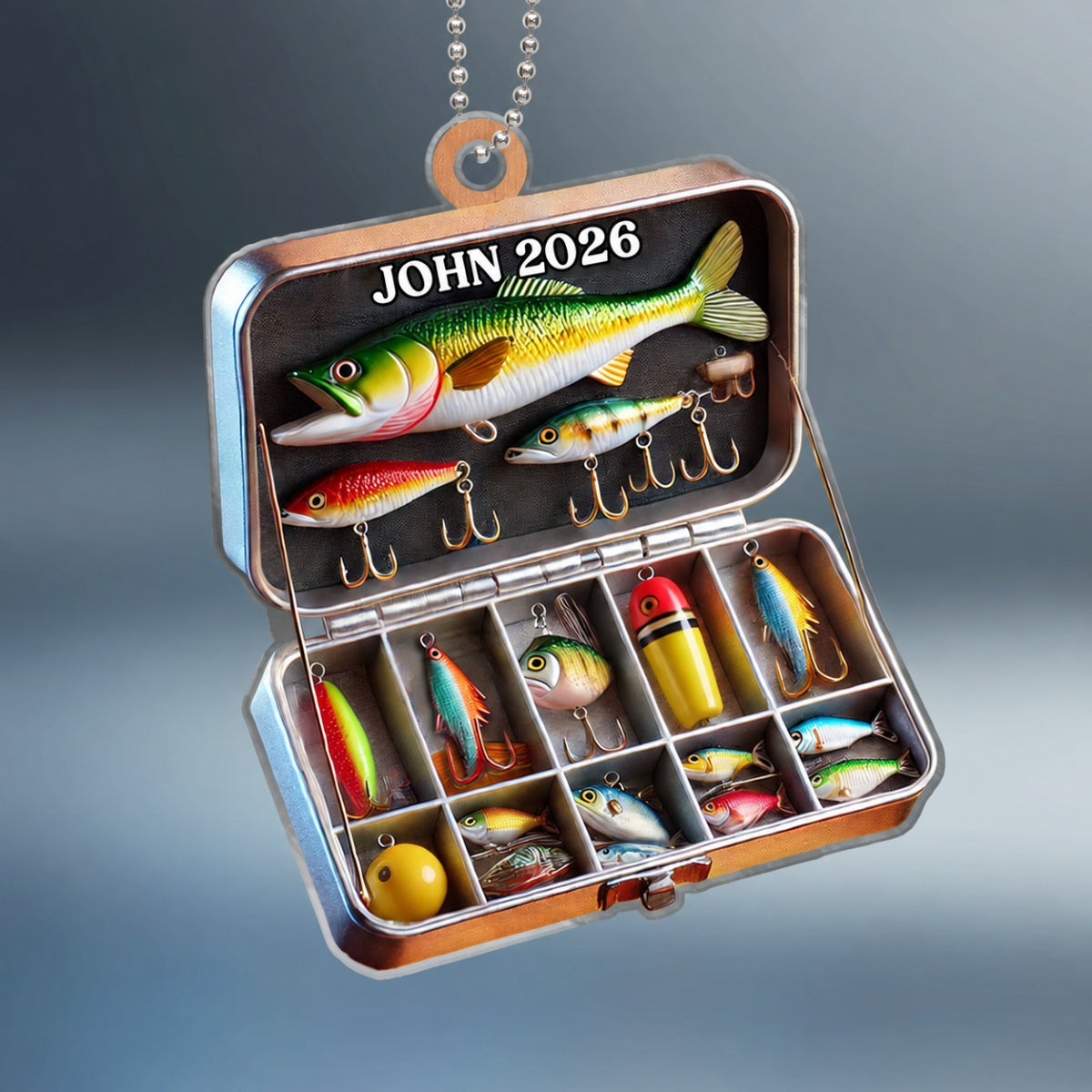 Fishing Tackle Box 2D Flat Acrylic Ornament Not 3D, Fisherman Ornament, Fishing Dad Ornament, Christmas Gifts Tackle Box, Gifts for Him