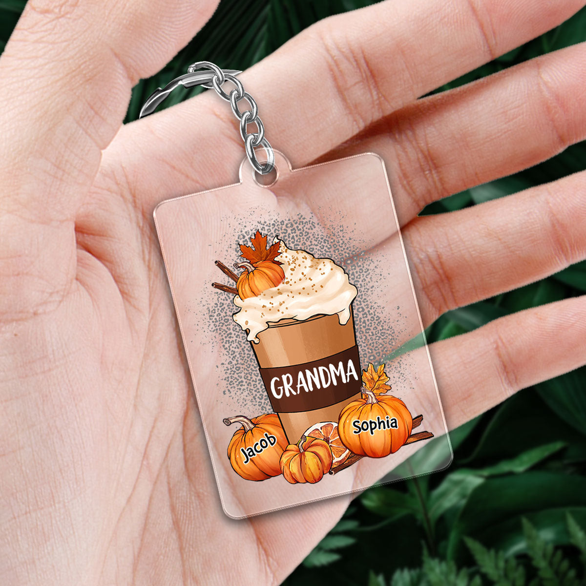 Grandma Mom Pumpkin Spice Latte Personalized Acrylic Keychain