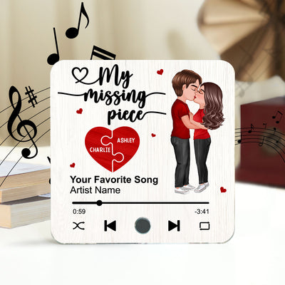 My Missing Piece Couple Kissing Favorite Song Personalized Music Fridge Magnet, Valentine‘s Day Gift For Her Gift For Him