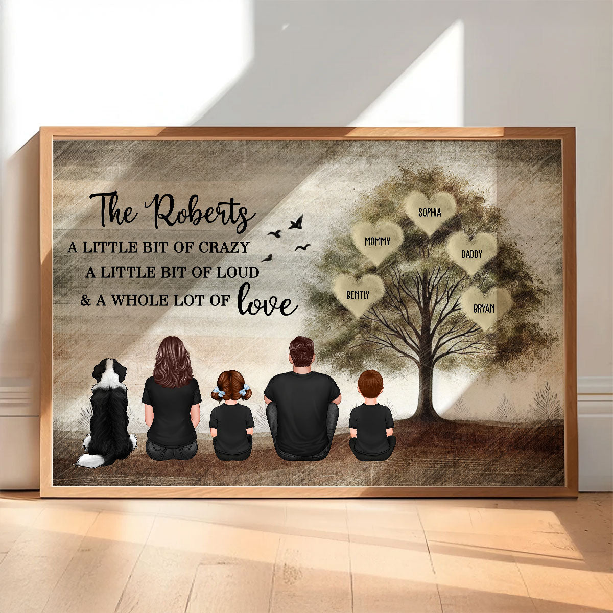 Family Sitting Back view Whole Lot Of Love Personalized Poster, Gift for Husband, Wife, Dad, Mom