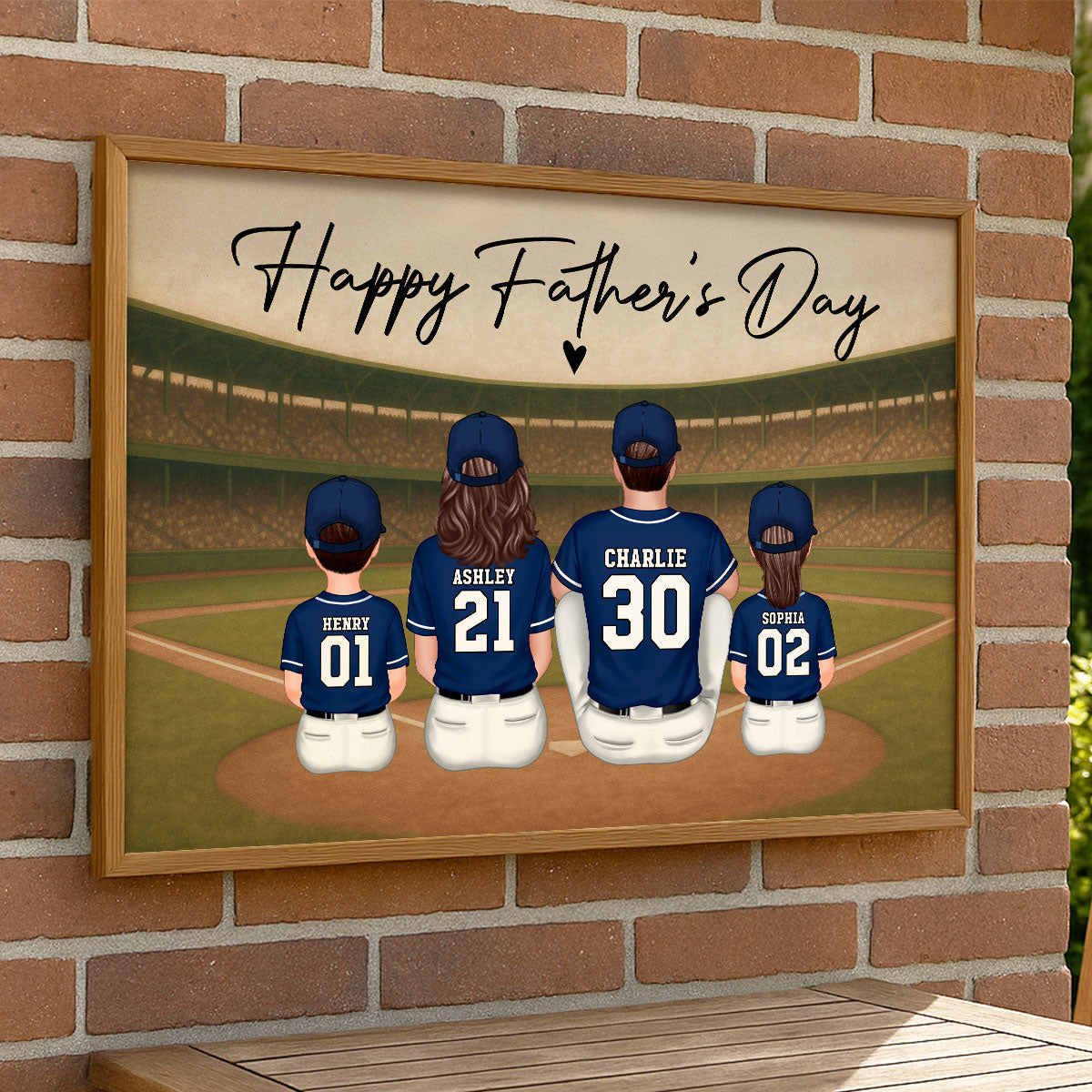 Retro Vintage Baseball Family Daddy's Dream Team Personalized Poster| Heartfelt Father's Day Gift For Dad, Husband