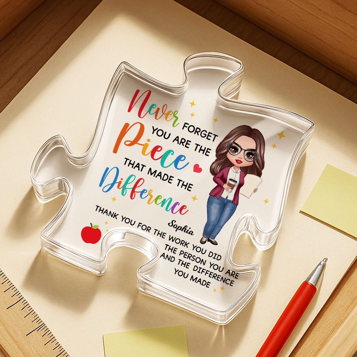 Never Forget The Difference You Made Personalized Puzzle Block Plaque Thank You Appreciation Retirement Gift For Teacher