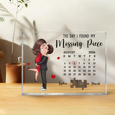 The Day I Found My Missing Piece Anniversary Gift Calendar Personalized Acrylic Block Plaque