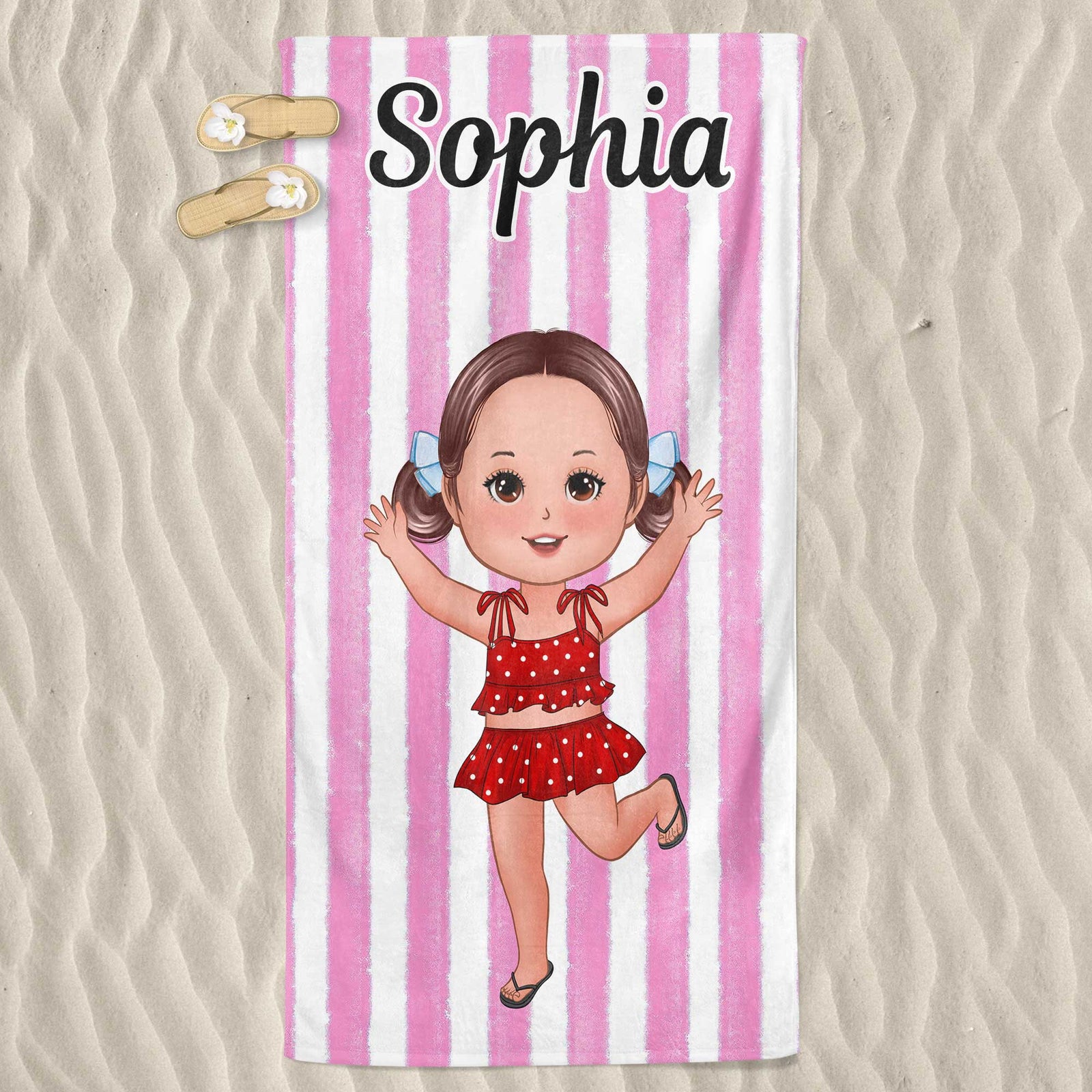 Family Member Happy Doll Dad Mom Kids Personalized Beach Towel