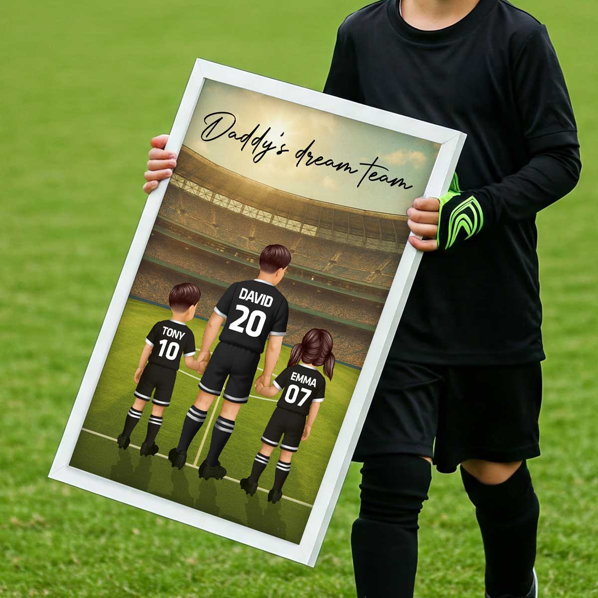 Daddy's Dream Team Soccer Dad Man & Kids Personalized Poster