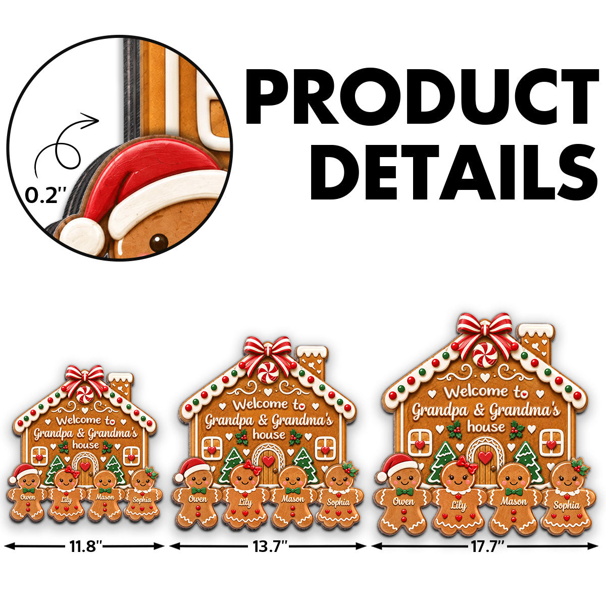 Grandma Grandpa Gingerbread House - Personalized Wood Sign - Christmas - Christmas Decoration For Porch, Window, Door