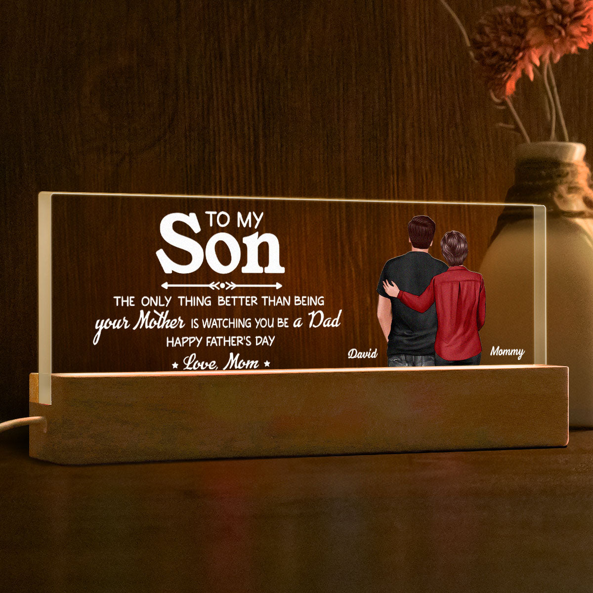 From Mom To Son Remember That I Love You, Personalized LED Night Light, Father's Day Gift For Son