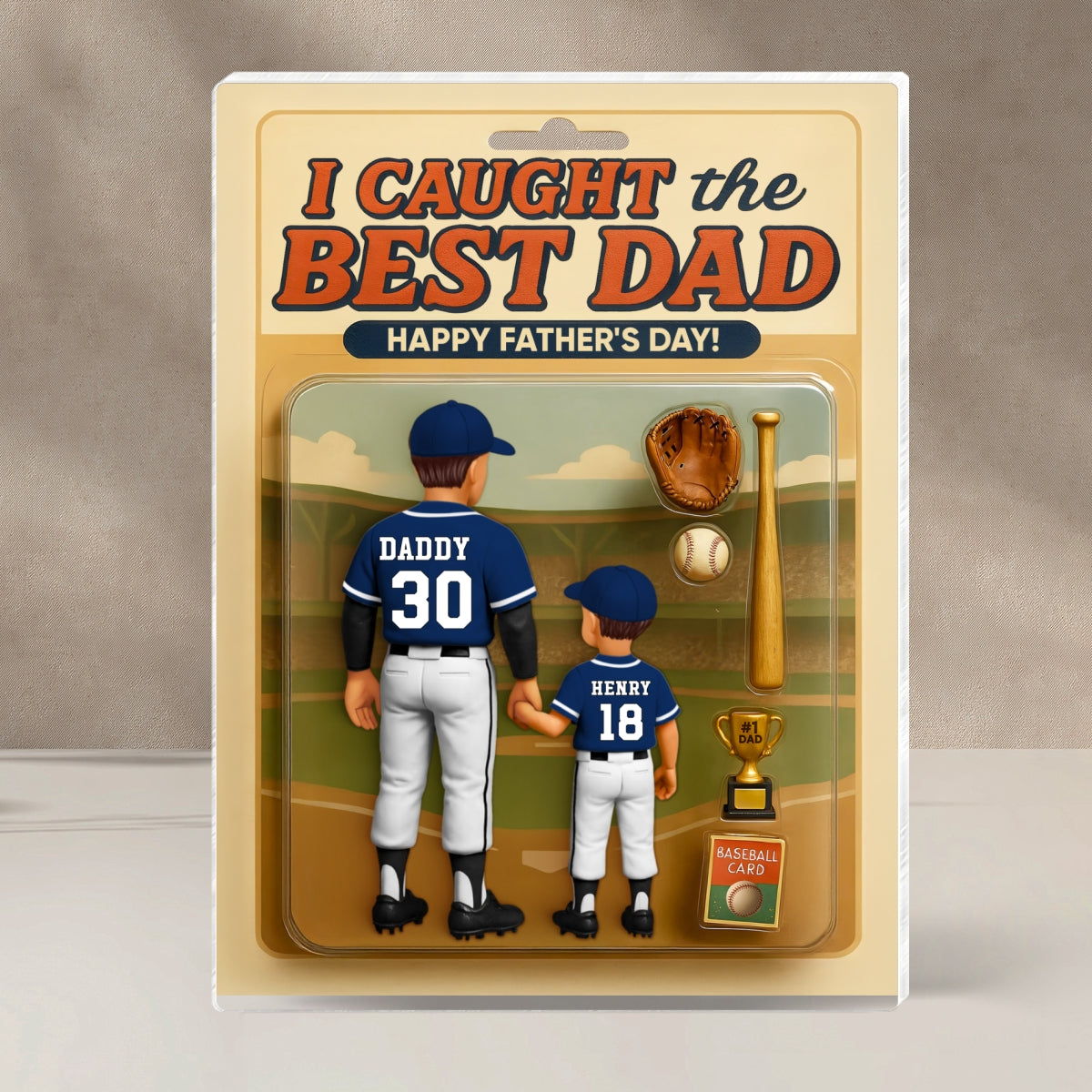 We Caught the Best Dad Baseball Custom Figure Personalized Acrylic Block Plaque, Custom Jersey, Father's Day Gift for Dad, Gift for Husband