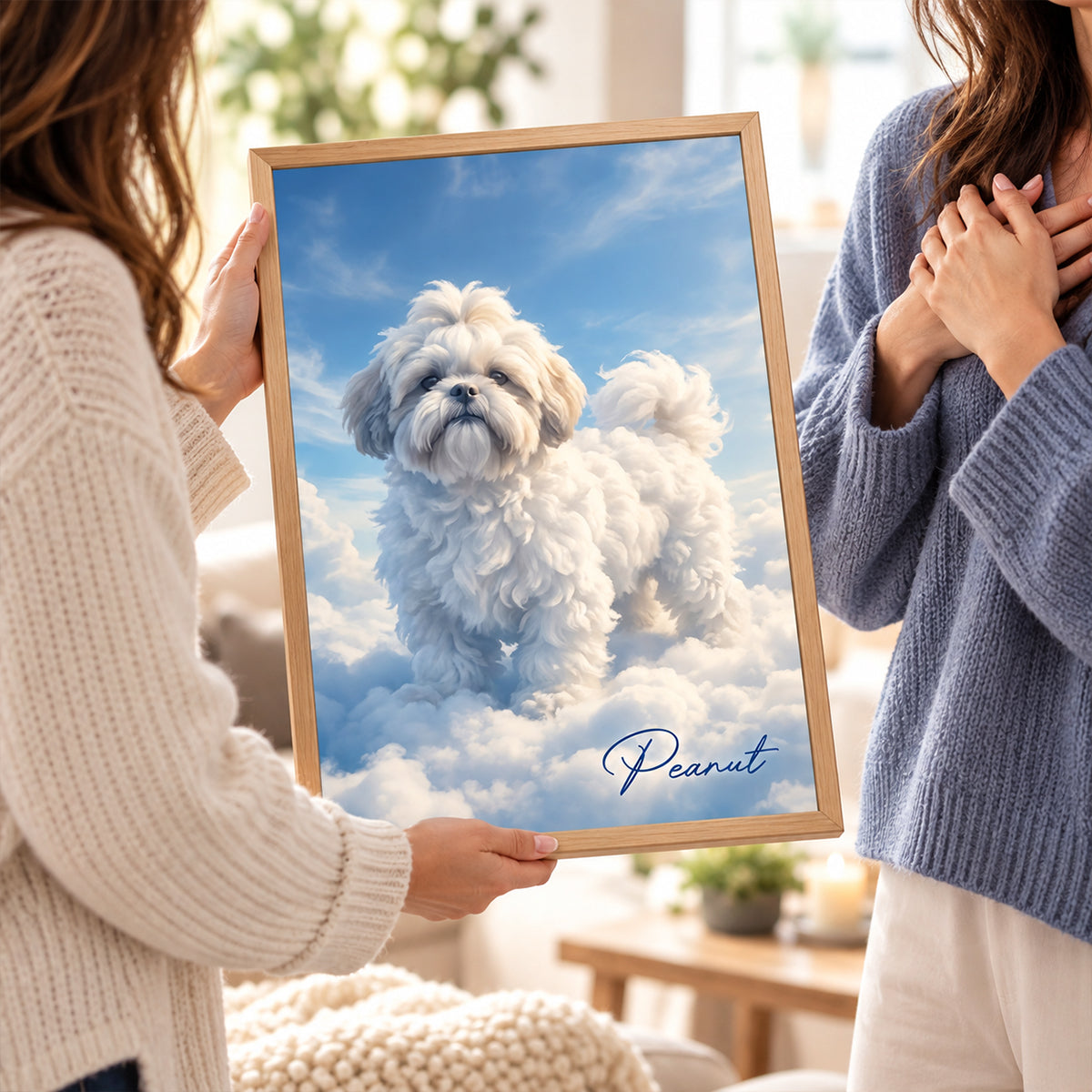 Dog Cat Memorial Portrait from Photo - Personalized Poster - Heartfelt Sympathy Keepsake, Christmas Gift for Loved Ones